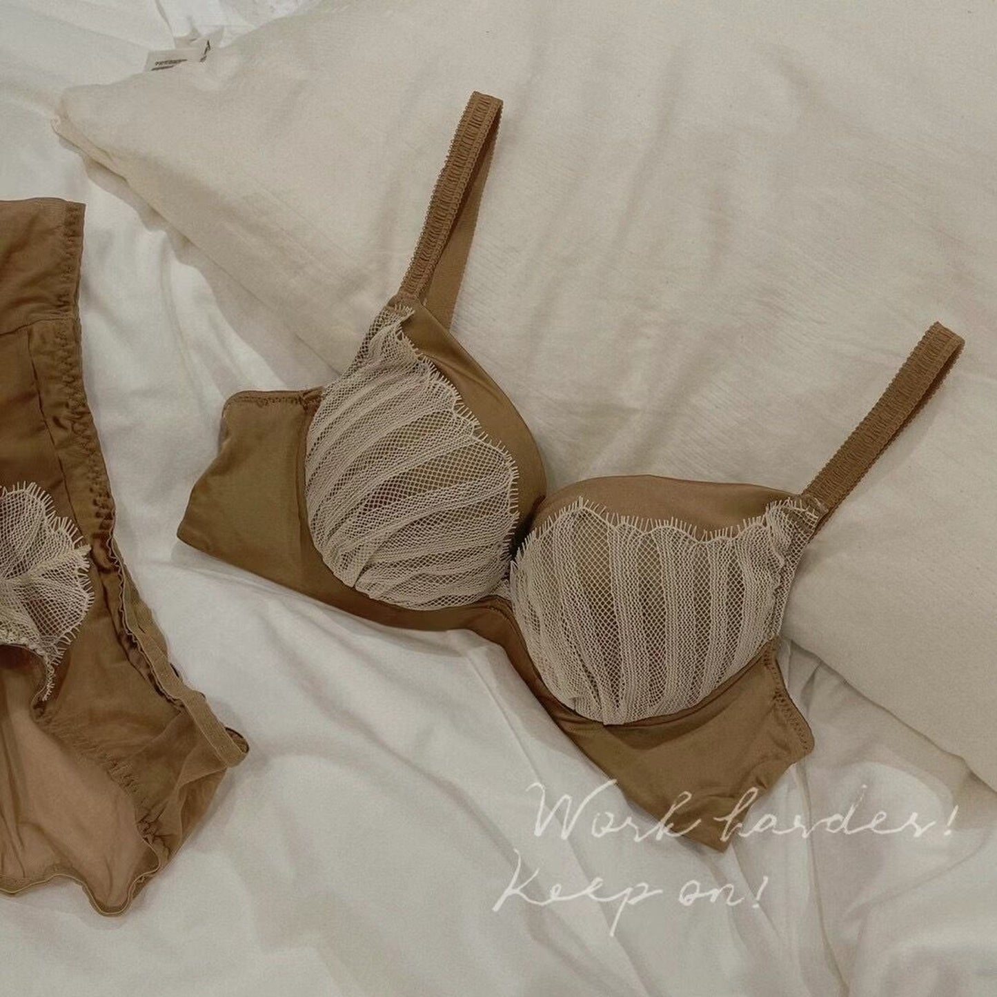 【即納】push-up terracotta satin tulle bra set(4)