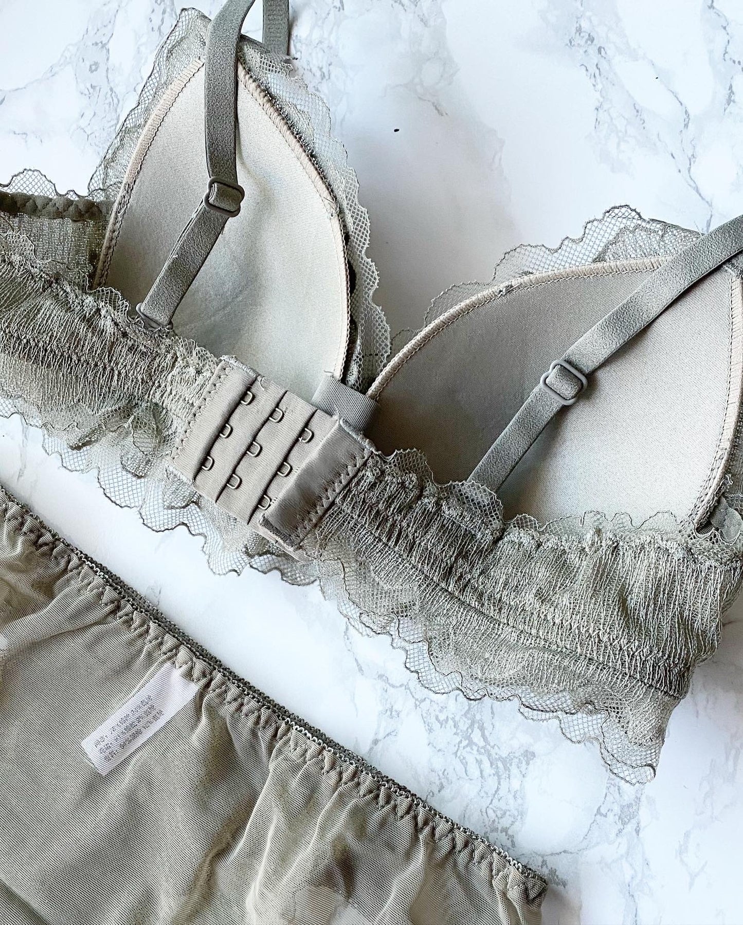 【即納】scallop khaki lace bra set(9)