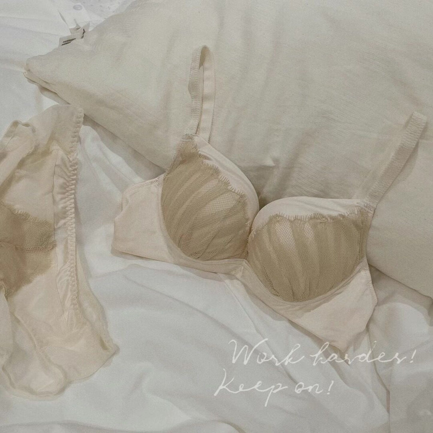 【即納】push-up White satin tulle bra set(4)