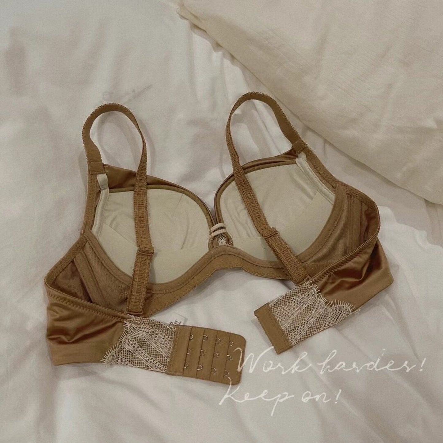 【即納】push-up terracotta satin tulle bra set(4)