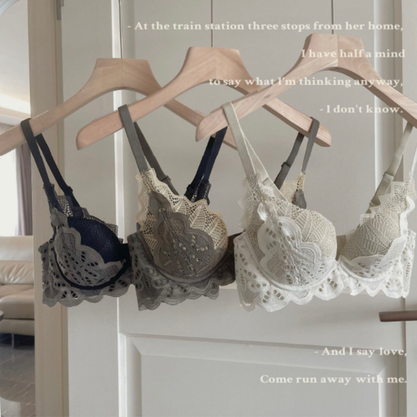 【即納】white push-up bra set(3