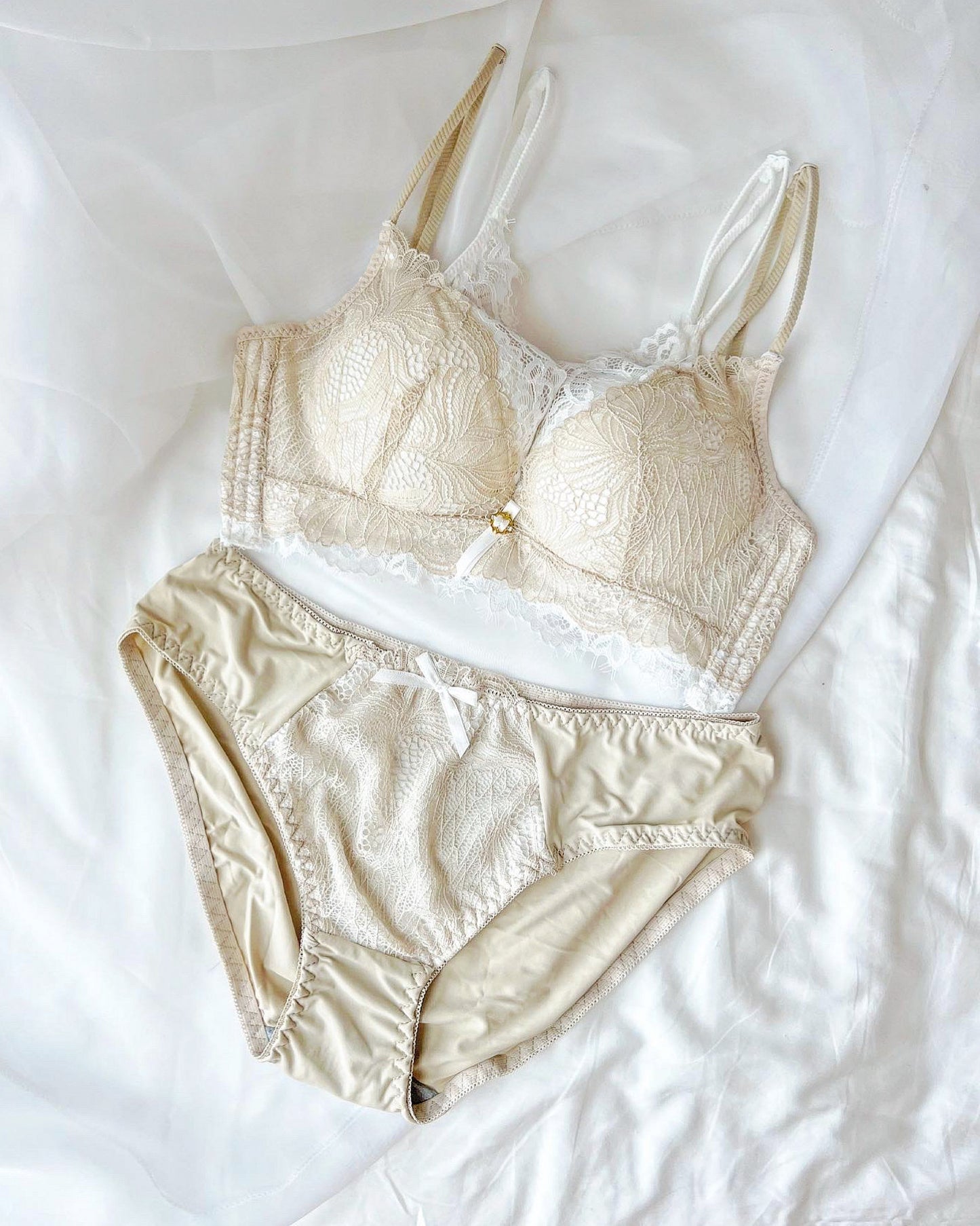 【即納】Easy make push-up beige double lace braset(11)