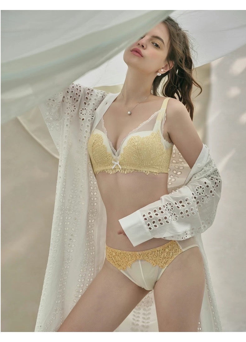 【即納】PUSH-UP tweed lemon bra set（15）