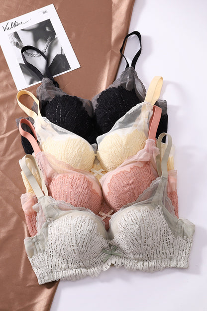 【即納】PUSH-UP tweed peach bra set（15）