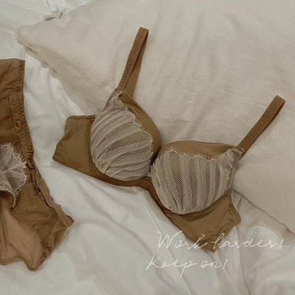 【即納】push-up terracotta satin tulle bra set（4）