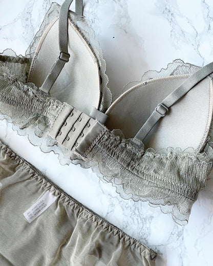 【即納】scallop khaki lace bra set（9）