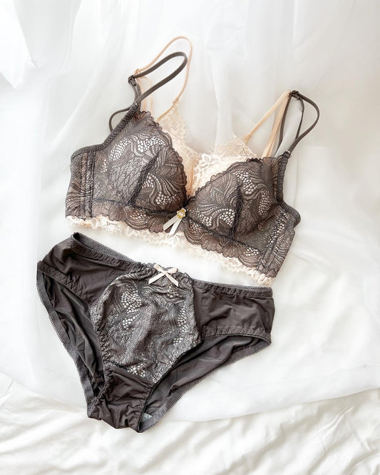 【即納】Easy make push-up brown double lace bra set（11）