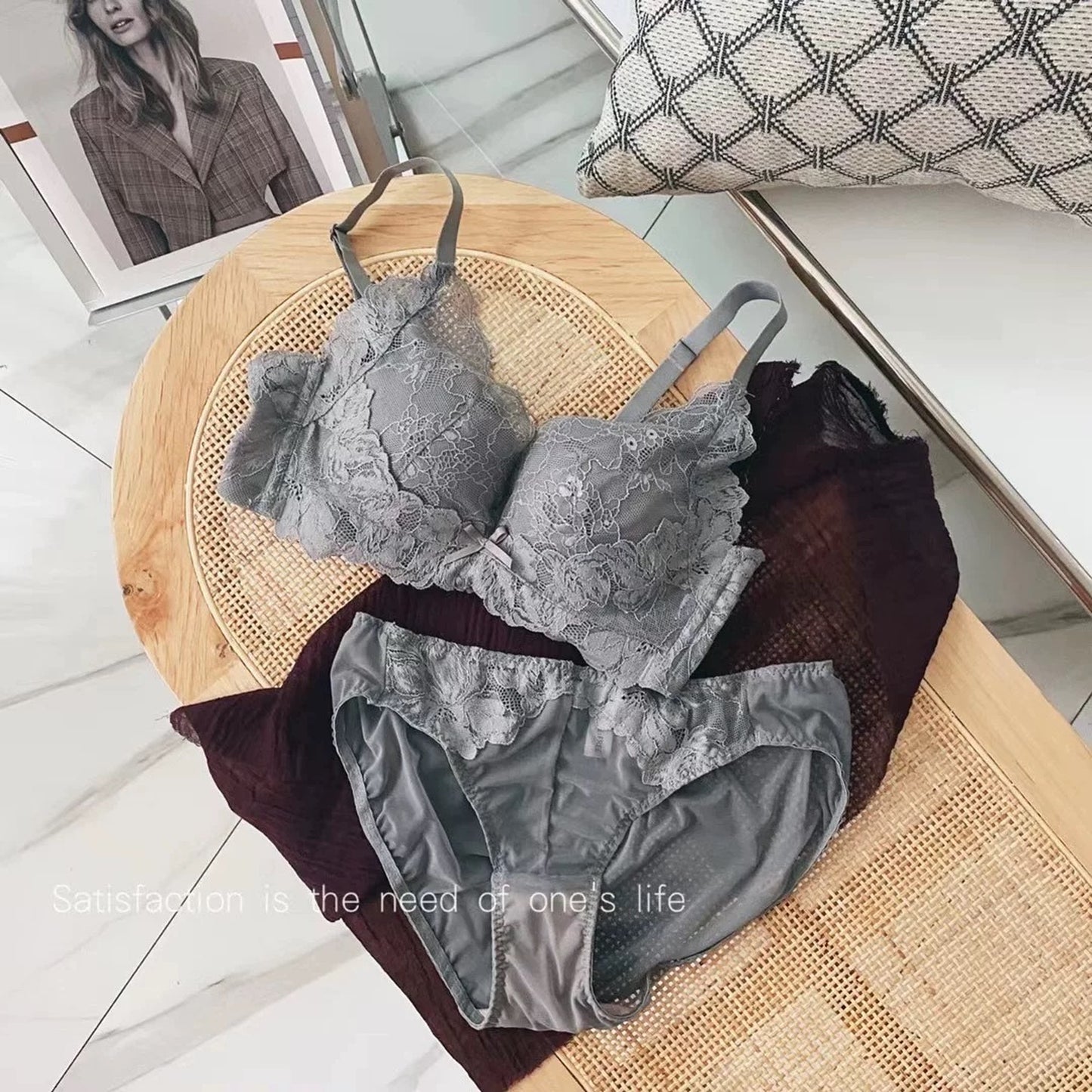 【即納】push-up gray bra set（8）