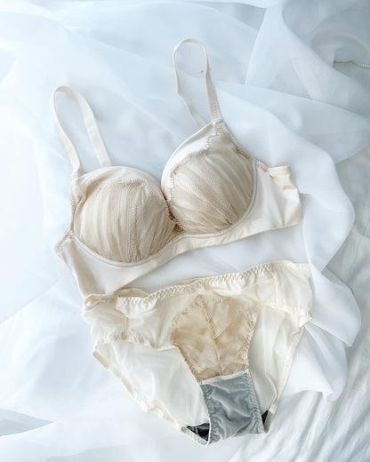 【即納】push-up White satin tulle bra set（4）