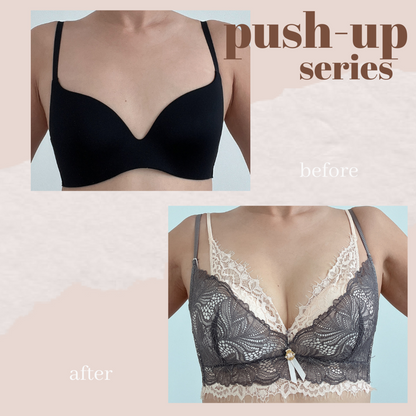 【即納】Easy make push-up brown double lace bra set（11）