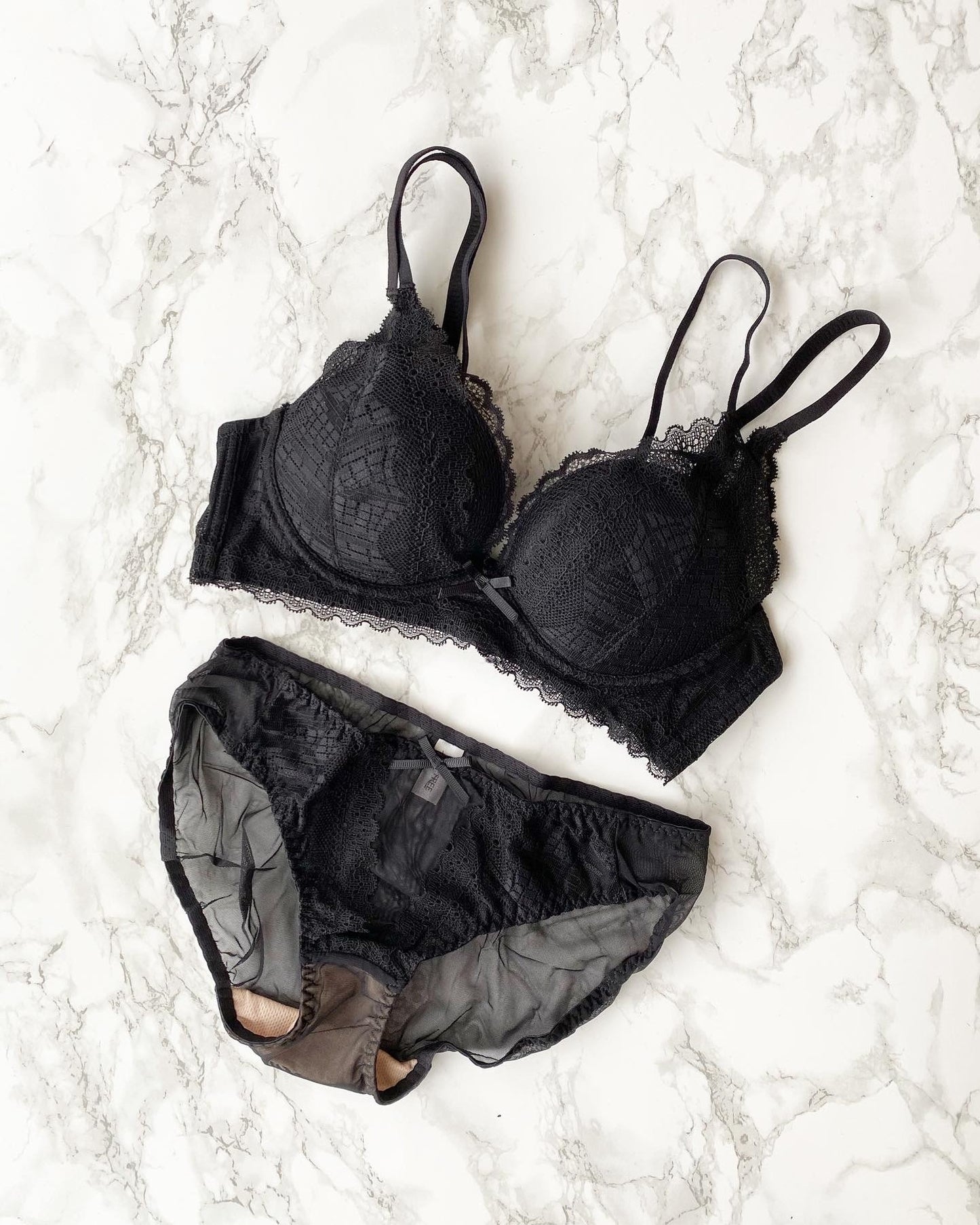 【即納】Black lace volume bra set（