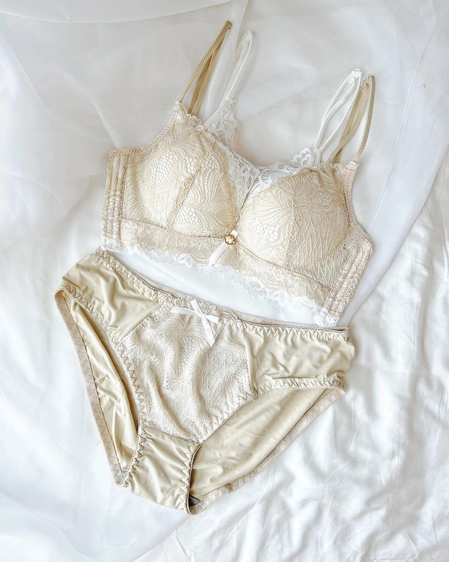 【即納】Easy make push-up beige double lace braset（11）