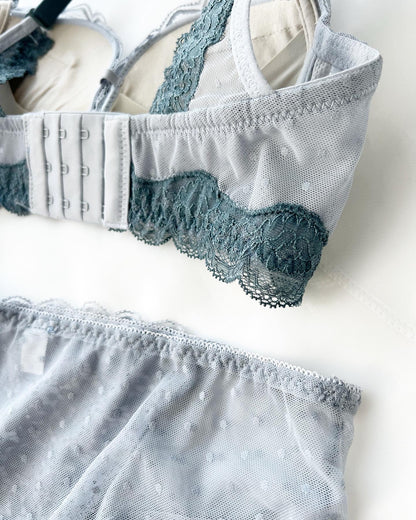 【即納】blue dot lace bra  set（10）