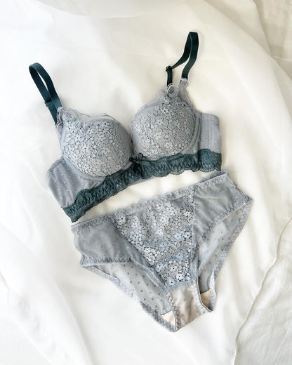 【即納】blue dot lace bra  set（10）